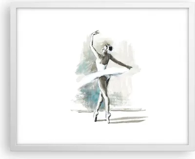 Produktbild von Gerahmtes Poster - Weißer Rahmen - Ballerina Tanz Frau - 50x40 cm - Wand Bild - Wanddeko - Wandbilder - Kunstposter - Wandposter - Bilderrahmen - Bilder - Kunstdruck - Wanddekoration - P2WAA50x40-4953