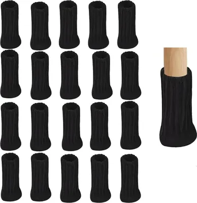 Produktbild von Stuhlsocken 20 Stück, 3,5 x 6,5 cm, Schwarz, Filzgleiter für Stühle, Stuhlbeinschoner, Stuhlbeinkappen, Stuhlsocken, Bodenschutz für Möbel, Stuhlbeintisch