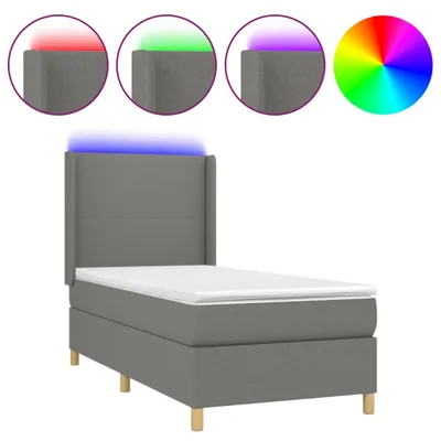 Obrázek produktu pro vidaXL Postel Boxspring s matrací a LED diodami Tmavě šedá 100x200 cm Látka