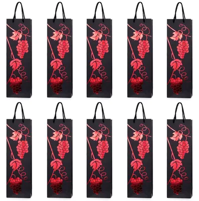 Image de Lot de 10 sacs cadeaux pour bouteilles, dimensions : 40 x 12 x 9 cm