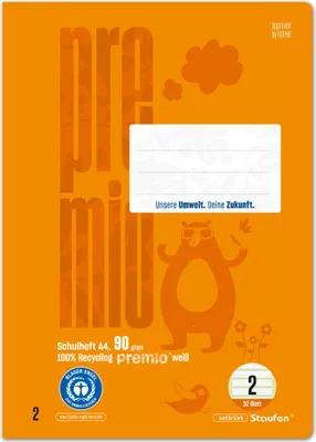 Immagine prodotto di STAUFEN PREMIO 040784002 Taccuino LIN2 - A4, 32 fogli, 4 mm a righe, arancione