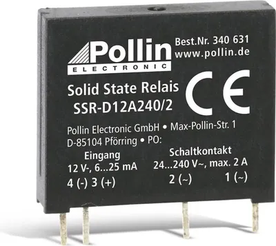 Obrázok produktu pre Polovodičové relé SSR-D12A240/2, 12 V-, 2 A/240 V~