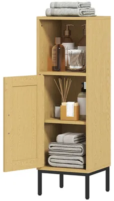 Produktbild von HOMCOM Badezimmerschrank Badschrank schmal mit Verstellbarem Regal, Offenem Fach
