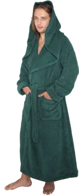 Produktbild von Arus Luxus Bademantel Monk für Damen und Herren, Farbe:Dunkel Grün, Größe:S
