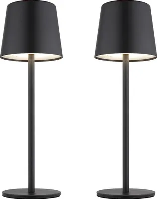 Produktbild von 2er Set LED Außen-Tischleuchte, schwarz, Akku, Touchdimmer, H 28 cm