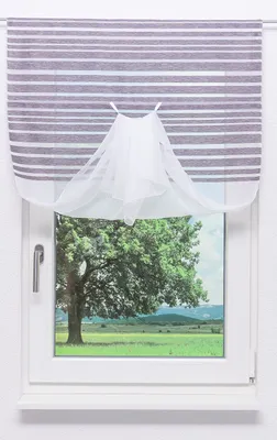 Produktbild von Lysel Scheibenhänger mit Raffung Streifenglanz (Bx H) 100cm * 170cm grau/anthrazit
