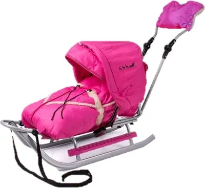 Produktbild von DeLux Schlitten silber-pink incl. Verdeck, Handschuh NEU