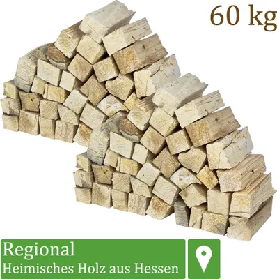 Obrázek produktu pro Dřevo na podpal borové dřevo 60 kg Pro kamna a krbové mísy grilovací polena Dřevo 25 cm sušené v peci Flameup
