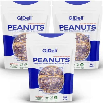 Immagine prodotto di Arachidi 15 kg, tostate, non salate, senza olio, naturali, snack, ricche di proteine, marca GiDeli