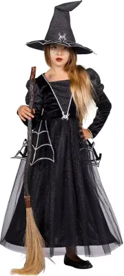 Produktbild von Spinnenhexe - Halloween Kostüm Kinder Mädchen Kindergröße: 98-104