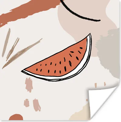 Produktbild von MuchoWow® Poster Sommer - Wassermelone - Weiß 100x100 cm - Babyzimmer