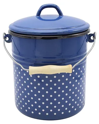 Produktbild von Krüger Emaille Mülleimer Italia 5 L | Abfalleimer mit Deckel & Holzgriff