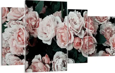 Produktbild von Bild auf Leinwand - Leinwandbild - 4 Teile - Rosen Blumen Blätter - 120x70cm - Wand Bild - Wanddeko - Wandbilder - Leinwanddruck - Bilder - Wanddekoration - Leinwand bilder - Wandbild - DL120x70-4760