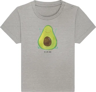 Produktbild von Mr. & Mrs. Panda T-Shirt Avocado Glücklich 24. - 36. Monat - Heather Grey - Geschenk, Babyshirt, Chaos, Baby Shirt, Frucht, Kleinkind, Kurzarmshirt, Freude