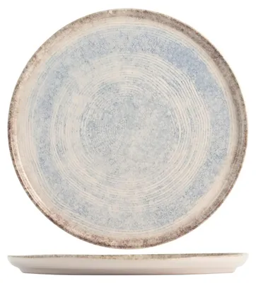 Produktbild von H&h Sky flacher Teller aus blauem und braunem Steinzeug cm 27