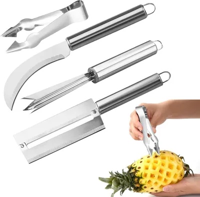 Produktbild von Ananasschneider und Sparschäler aus Edelstahl mit Zubehör