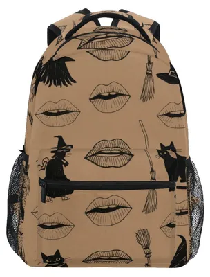 Produktbild von Rucksack mit einem niedlichen schwarzen Kätzchen und Halloween-Motiv