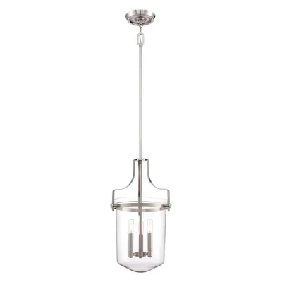 Image de Lampe à suspendre, plafonnier, verre métal, nickel, D 33 cm
