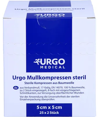 Obrázek produktu pro Urgo gázové obklady 5x5 cm sterilní 25X2 ks