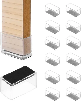 Produktbild von 14 Rechteckige Stuhlfüßeschoner 40x20mm aus PVC und Filz für Hartböden