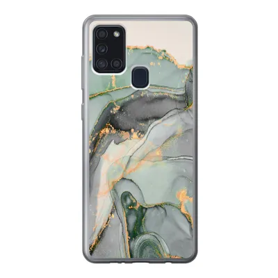 Produktbild von MuchoWow® Handyhülle Schutzhülle Hülle für Samsung Galaxy A21s Gold - Marmor - Grün - Luxus - Glitzer - Marmoroptik Silikon Softcase Handy Hülle - Hartschale