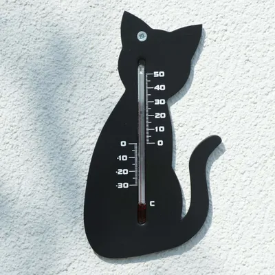 Produktbild von Nature Garten Wandthermometer Katzenform Schwarz
