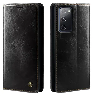 Produktbild von Handyhülle für Samsung Galaxy S20 FE Kunstleder Klapphülle Vintage Cover Hülle RFID Schutz Case Kartenfach Farbe: Schwarz
