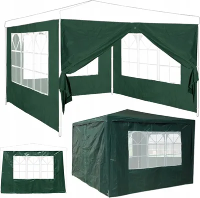 Panneaux Latéraux Pour Tonnelle De Jardin 3x3m - 2 Parois En PE Avec Fenêtre - Dimensions 300x195 Cm - Couleur Anthracite - Avec Fermeture éclair