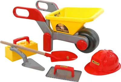Produktbild von WADER Schubkarre Bauschubkarre mit Maurerwerkzeug Maurerset 6-teilig