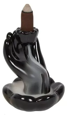 Produktbild von Backflow Kegelhalter "Hand mit Lotus", Keramik, 10x8x8cm