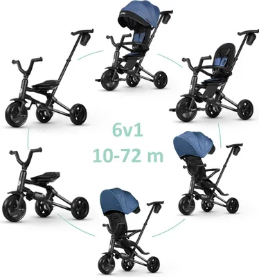 Image de QPLAY Tricycle Nova Niello Blue, pliable, 10-72 mois
