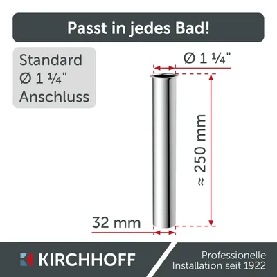 Produktbild von Tauchrohr, Chrom, 1 1/4" x 32 mm x 250 mm, für Siphon