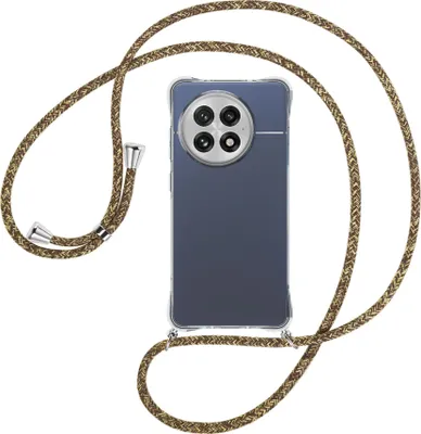 Produktbild von Handykette Backcover-Schutzhülle mit Band (Metall silberfarben) für OnePlus ACE5 5G - braun+beige