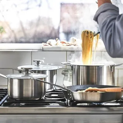 Produktbild von HEMKOMST Kochgeschirrset aus Edelstahl, 7-teilig