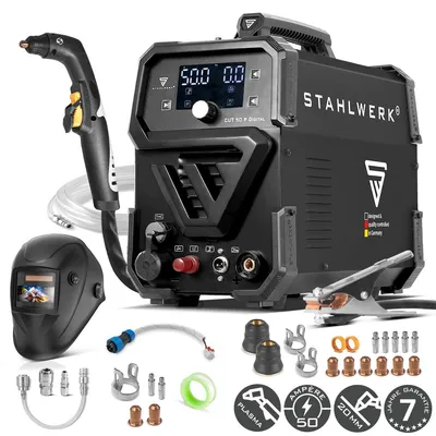 Produktbild von STAHLWERK Plasmaschneider CUT 50 P Digital 50 A Vollausstattung Blowback-Zündung 20 mm Schneidleistung