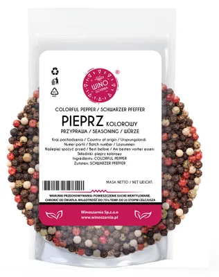 Zdjęcie produktu dla Pieprz Kolorowy Winoszarnia Ziarnisty Mieszanka Czarny Biały Zielony 500 g