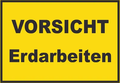 Produktbild von Vorsicht Erdarbeiten Schild mit Text A1 (594x841mm)