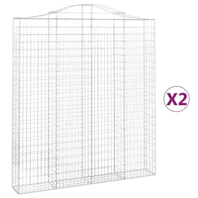 Produktbild von Gabionen mit Hochbogen 2 Stk. 200x30x220/240cm Verzinktes Eisen