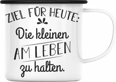 Produktbild von Trendation - Lustige Emaille Tasse für Kindergärtnerin Erzieherin Geschenk Spruch Emaille Emaille Tasse Kindergarten Erzieher Emaille Tasse mit Spruch (Schwarz)