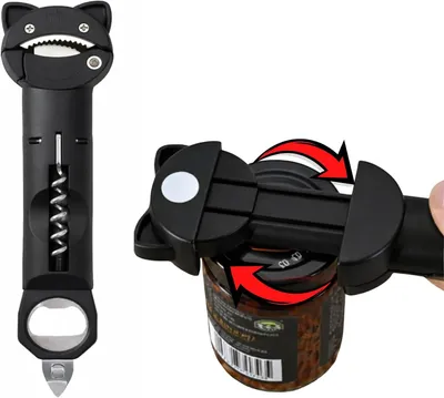 Image de Ouvre-bouteille multifonctionnel 4 en 1, avec tire-bouchon, réglable, pour bouteilles et verres