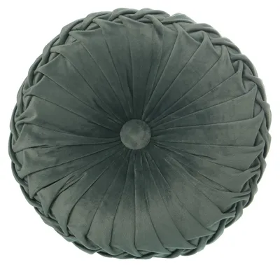 Rundes Samtkissen, grün, 35 cm, ohne Reißverschluss
