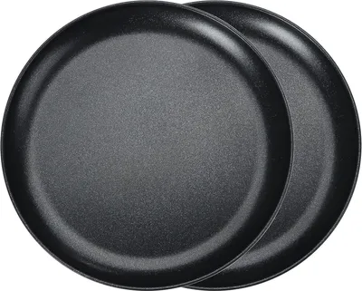 Image de Herogo Plateau à pizza, set de 2 pièces 30 cm Rond Antiadhésif Noir
