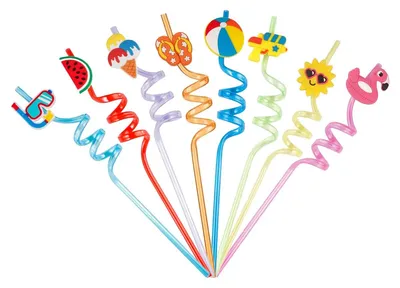 8 wiederverwendbare Plastikstrohhalme, bunt, 27 cm