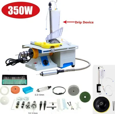 Image de 350W électrique ponceuse de bijoux Rock Gem Polishing Tool Polisseuse de table Petite machine de bureau multifonctionnelle de coupe et de polissage du jade pour le travail du bois