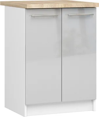 Image de Armoire de cuisine OLIWIA S60 2D Blanc Métallique Brillant
