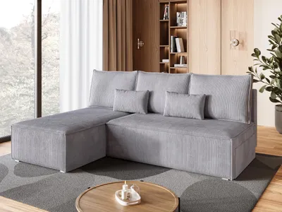 Produktbild von BroMARKT Ecksofa TOP SLIM Schlaffunktion Bettkasten L-Form 120x200 cm Hellgrau