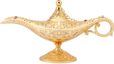 Produktbild von Metall geschnitzte Wunsch-Öllampe, Retro Teekanne Dekoration für Zuhause, Vintage Wohnaccessoire, 21x11cm gold