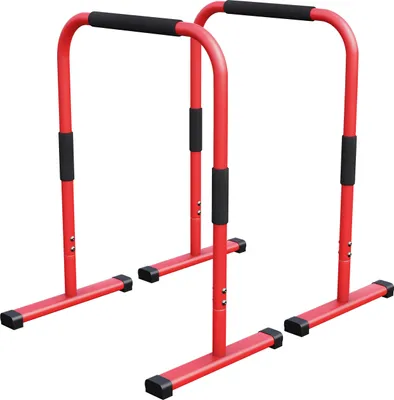 Produktbild von GORILLA SPORTS® Dip Barren - 2er Set, 68 x 45 x 94 cm, bis 200 kg, rutschfest, Stahl, Rot - Parallettes, Dip Station, Push Up Bars, Dip Stand, Calisthenics, Fitness
