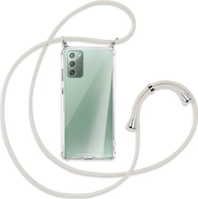 Produktbild von Handykette Backcover-Schutzhülle mit Band (Metall silberfarben) für Samsung Galaxy Note20 4G/5G - broken white