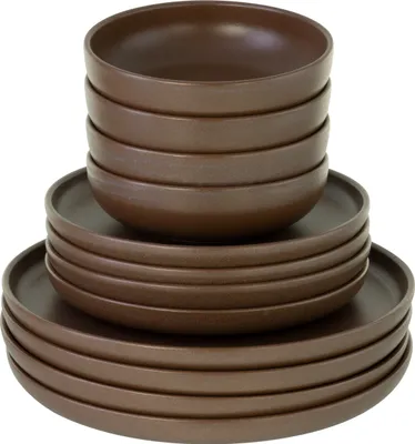 Produktbild von CreaTable, 23659, Uno Braun, Tellerset 12-tlg, Steinzeug